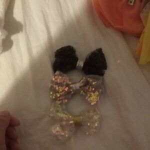 Glittery Sequin Hair Bows for Kids - Set of 3